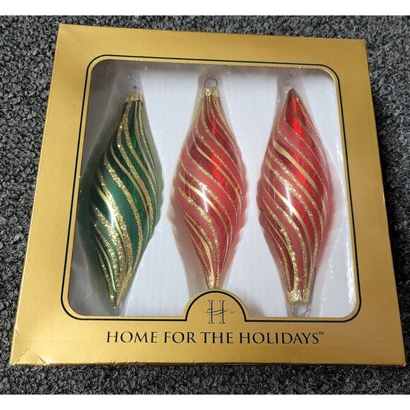 Home for the Holidays Christmas Icicle 5.5" Glitter Ornaments - Set of 3 - Picture 1 of 2